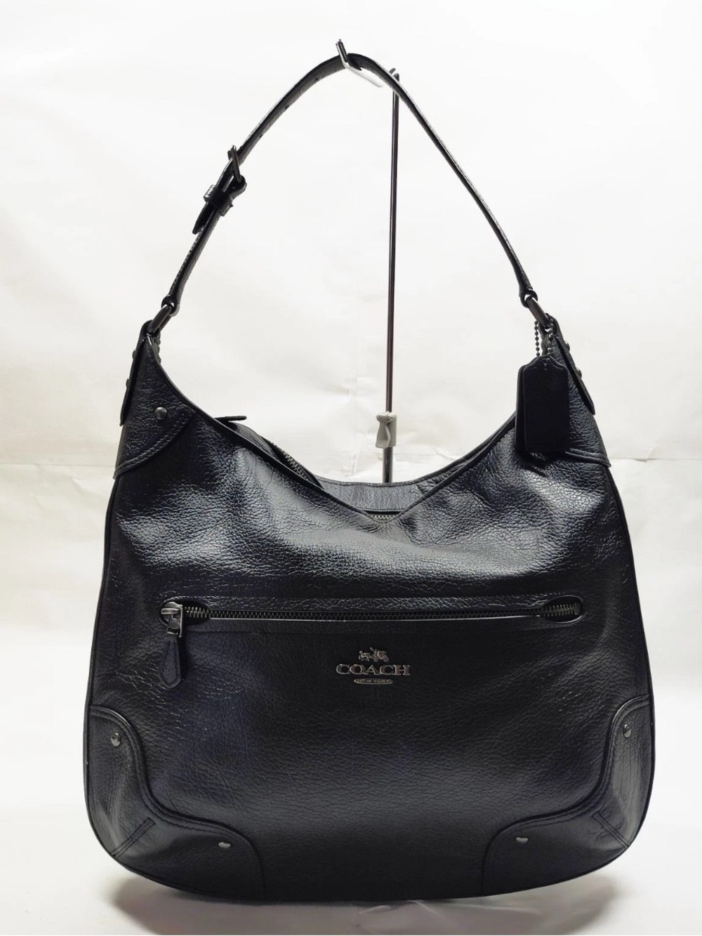 Coach Black Pebbled Leather Shoulder Hobo Bag
